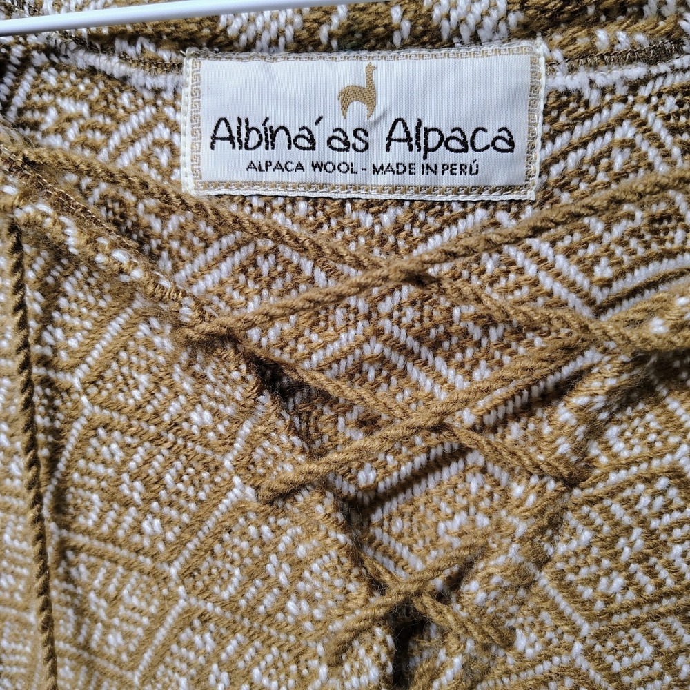 Alpaca wool Hooded Poncho Tassel Aztec pattern all seasons boho hippie XXL Peru - Picture 3 of 7